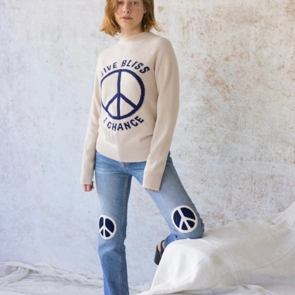 Bliss and Mischief Peace Sign Patch Embroidered Denim Jeans Size 25 NWOT - RARE! - Picture 3 of 12